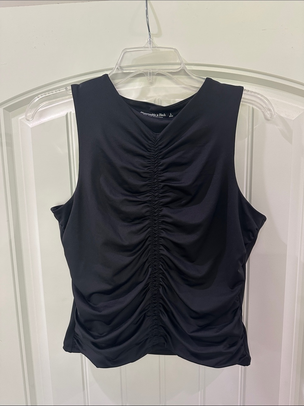 Abercrombie & Fitch Black Gathered Front Sleeveless Tank